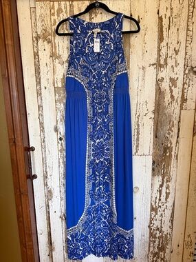 Soma Blue and White Printed Maxi Dress